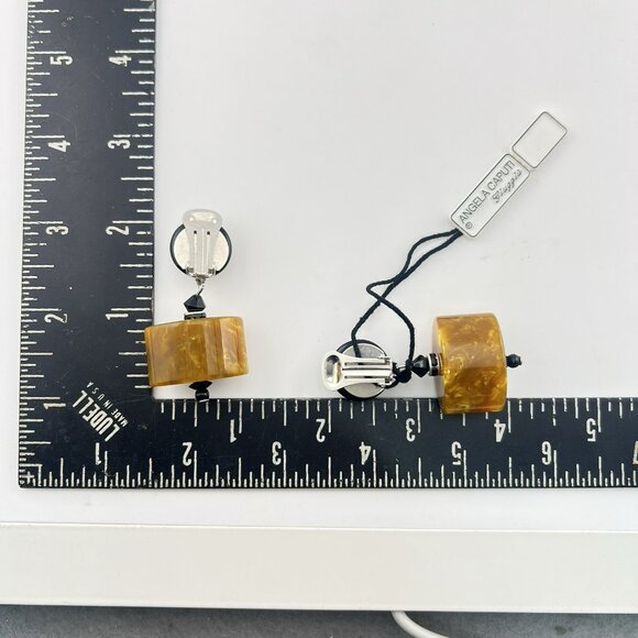 Angela Caputi Earrings CLIP ON Modernist Dangle Resin Geometric Art Gallery NWT - Picture 8 of 11